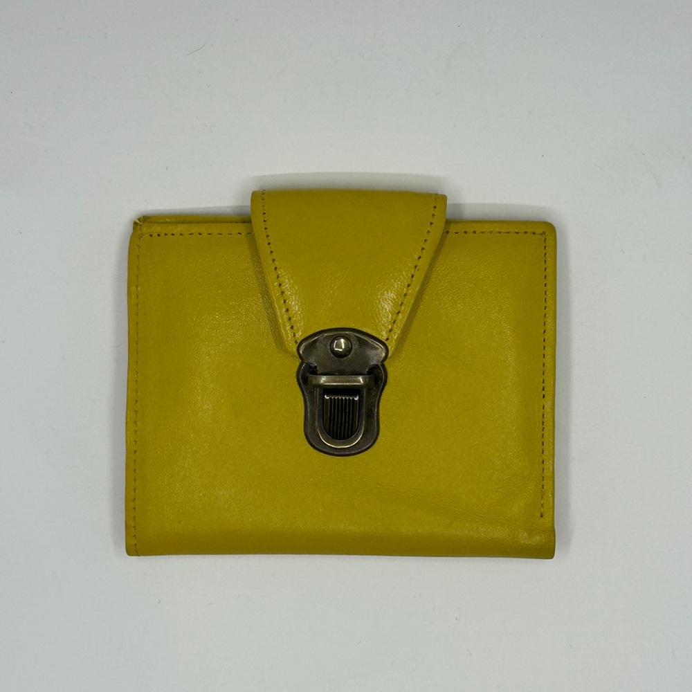 Basha Mustard Yellow Leather Wallet with Silver Lock